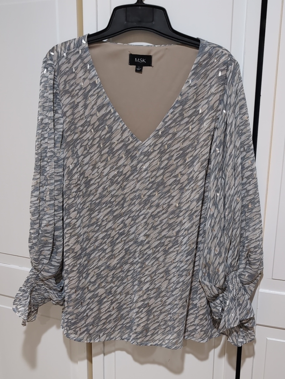 EUC Blouse With Statement Sleeves - MSK, Large